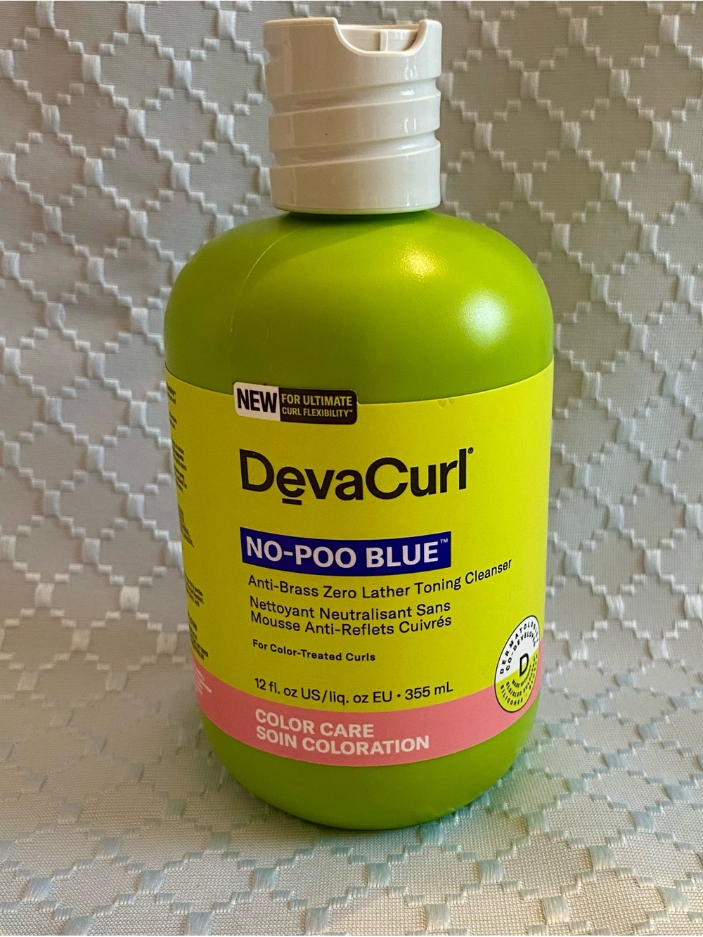 DevaCurl No-Poo Blue Anti-Brass Toning Shampoo Cleanser 12 oz